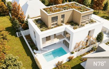 Vila Horní Měcholupy - podzimní nadhled.