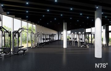 Interiér fitness Železná koule – velký sál.